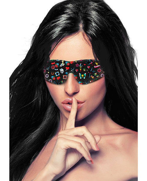 Ouch Old School Tattoo Style Printed Leather Eye Mask Blindfolds - Tophatter Daily Deals
