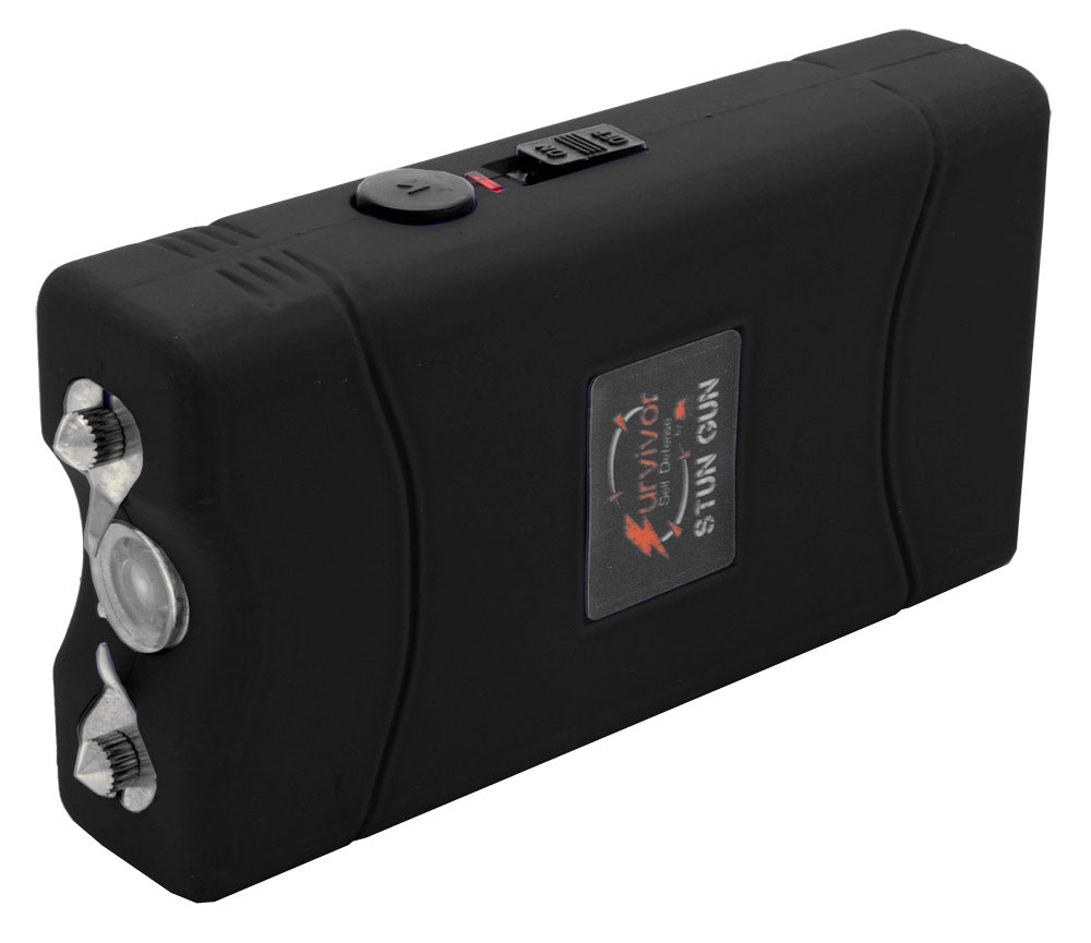 SURVIVOR High Voltage Rechargeable STUN GUN w/ LED & Holster Black