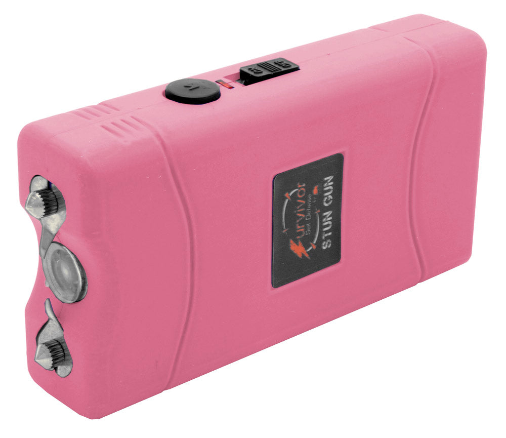 SURVIVOR High Voltage Rechargeable STUN GUN w/ LED & Holster Pink