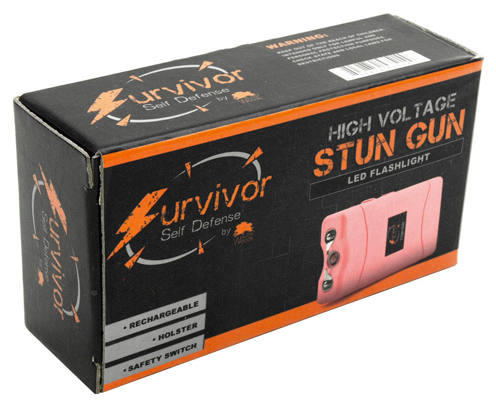 SURVIVOR High Voltage Rechargeable STUN GUN w/ LED & Holster Pink SD-StunGun - Tophatter Daily Deals