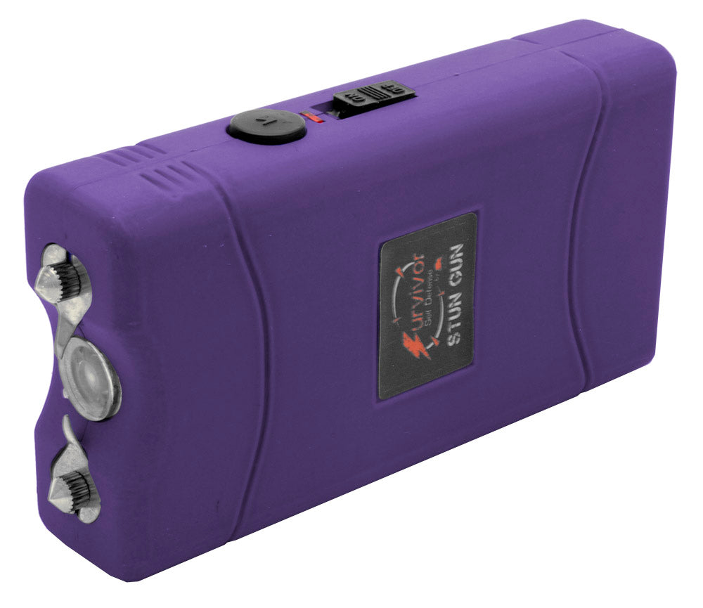 SURVIVOR High Voltage Rechargeable STUN GUN w/ LED & Holster Purple SD-StunGun - Tophatter Daily Deals