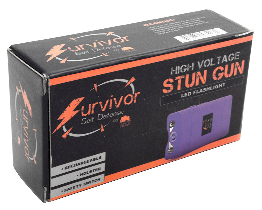 SURVIVOR High Voltage Rechargeable STUN GUN w/ LED & Holster Purple SD-StunGun - Tophatter Daily Deals