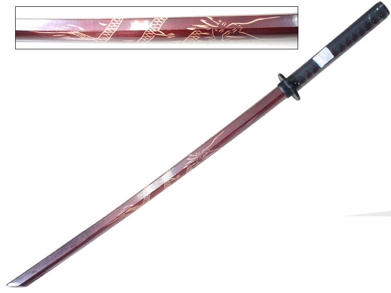 Training Martial Arts Practice Bokken Sword With Dragon Inscription - TOPHATTER'S ARMORY DEALS Collectible Weapons - Tophatter Daily Deals