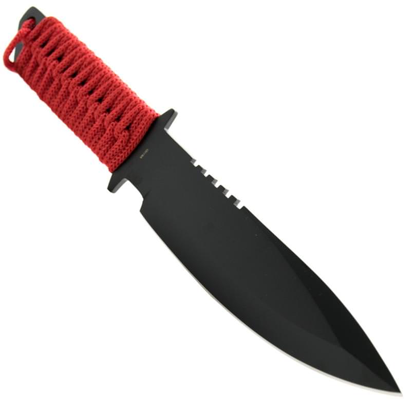Military Night Hunter Hunting Knife Red Para-cord Wrapped Handle Full Tang Collectible Weapons - Tophatter Daily Deals
