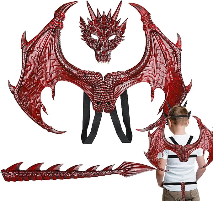 Dragon Wings, Tail and Mask Costume Dress Up Set - Full Cosplay Set - Tophatter's Army Products & Self Defense Collectible Weapons - Tophatter Daily Deals