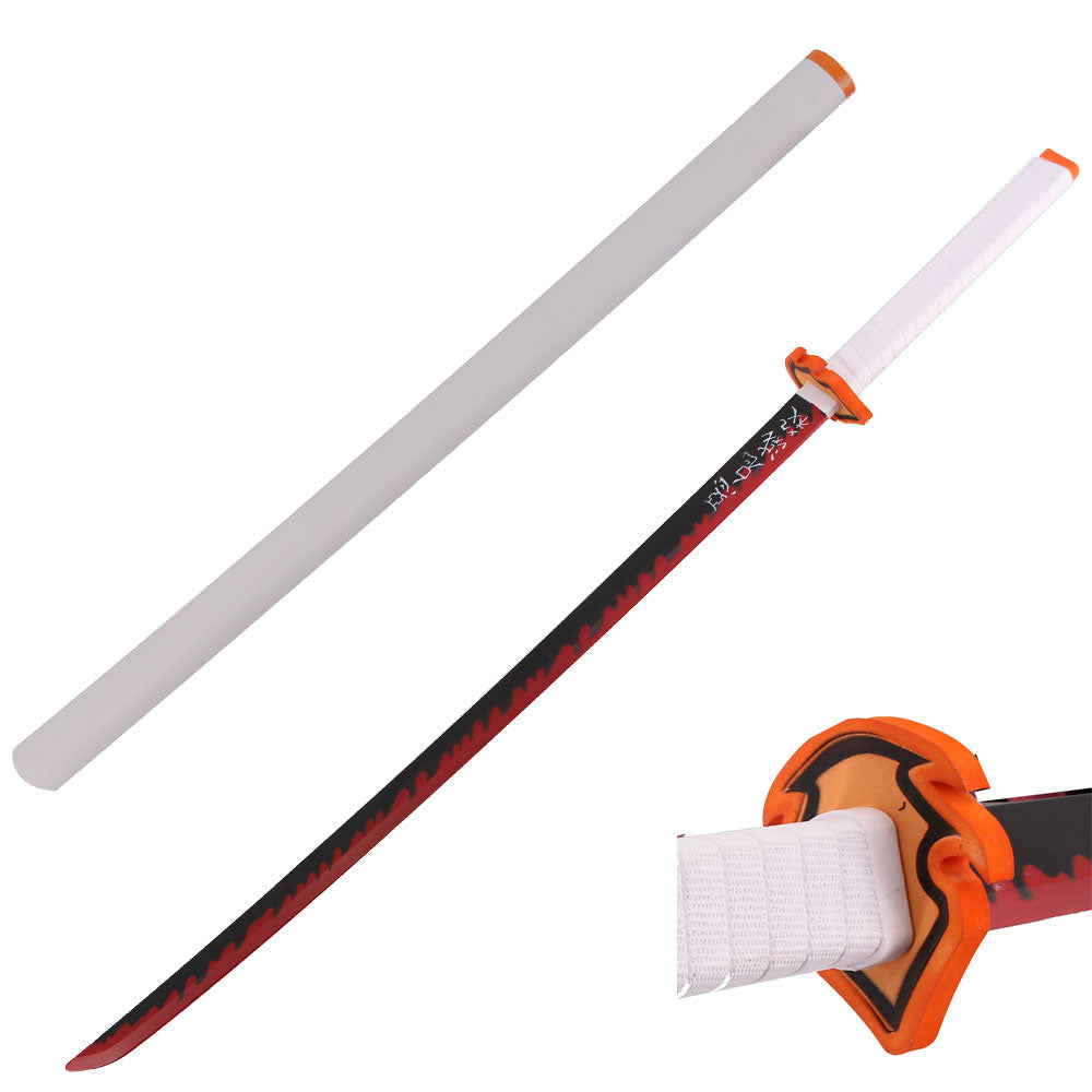 41" Foam Cosplay Anime Hashria Kyojuro Fire Sword with Scabbard - TOPHATTER'S ARMORY DEALS Collectible Weapons - Tophatter Daily Deals