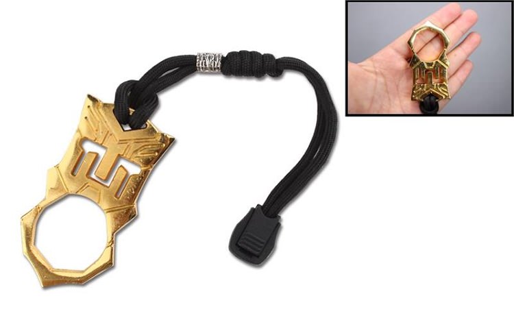 Self Defense One Finger Skull Knuckle With Paracord Gold Jabber Bottle Opener - Tophatter's Army Products & Self Defense Collectible Weapons - Tophatter Daily Deals