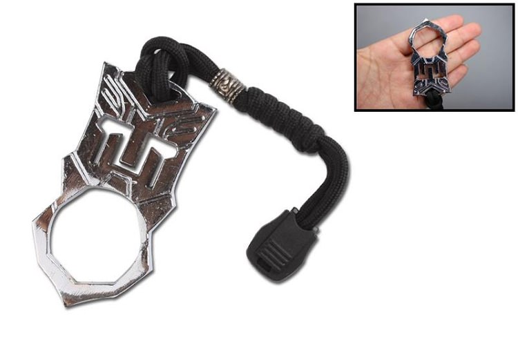 Self Defense One Finger Skull Knuckle With Paracord Silver Jabber Bottle Opener Collectible Weapons - Tophatter Daily Deals