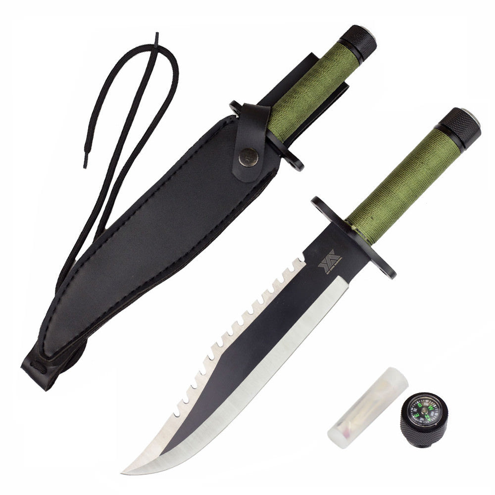 Rambo Style Full Size Survival Hunting Knife With Sheath Collectible Weapons - Tophatter Daily Deals