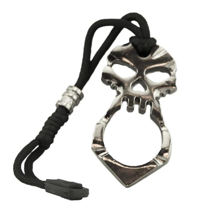 Self Defense One Finger Skull Knuckle Keychain With Paracord Black Jabber Collectible Weapons - Tophatter Daily Deals