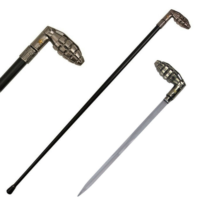 Grenade Style Cane Gentleman's Walking Cane Sword - Tophatter's Guns'N'Weapons Store Collectible Weapons - Tophatter Daily Deals