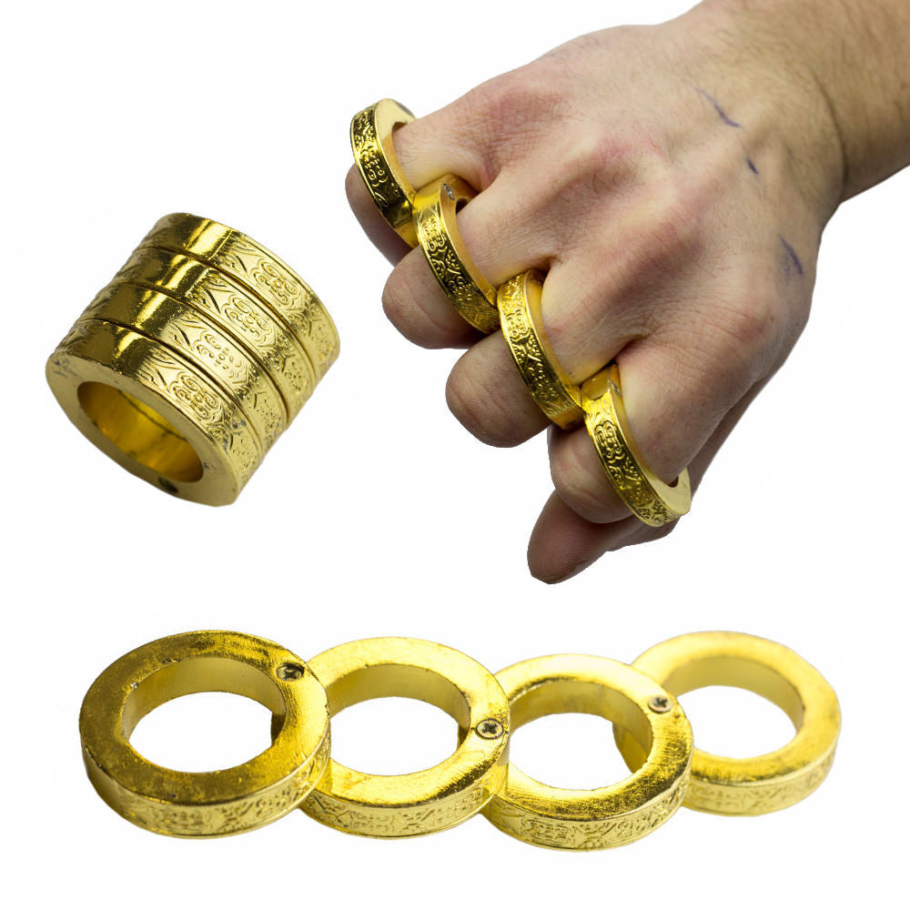 Kung Fu Finger Magic Golden Ring Self Defense Brass Knuckle Survival Tool Collectible Weapons - Tophatter Daily Deals