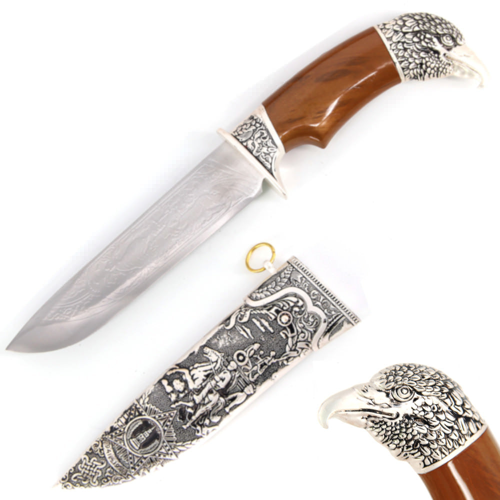 Royal Hunter Eagle Head Dagger Fixed Blade Hunting Knife With Scabbard - Tophatter's Guns'N'Weapons Store - FREE SHIPPING Collectible Weapons - Tophatter Daily Deals