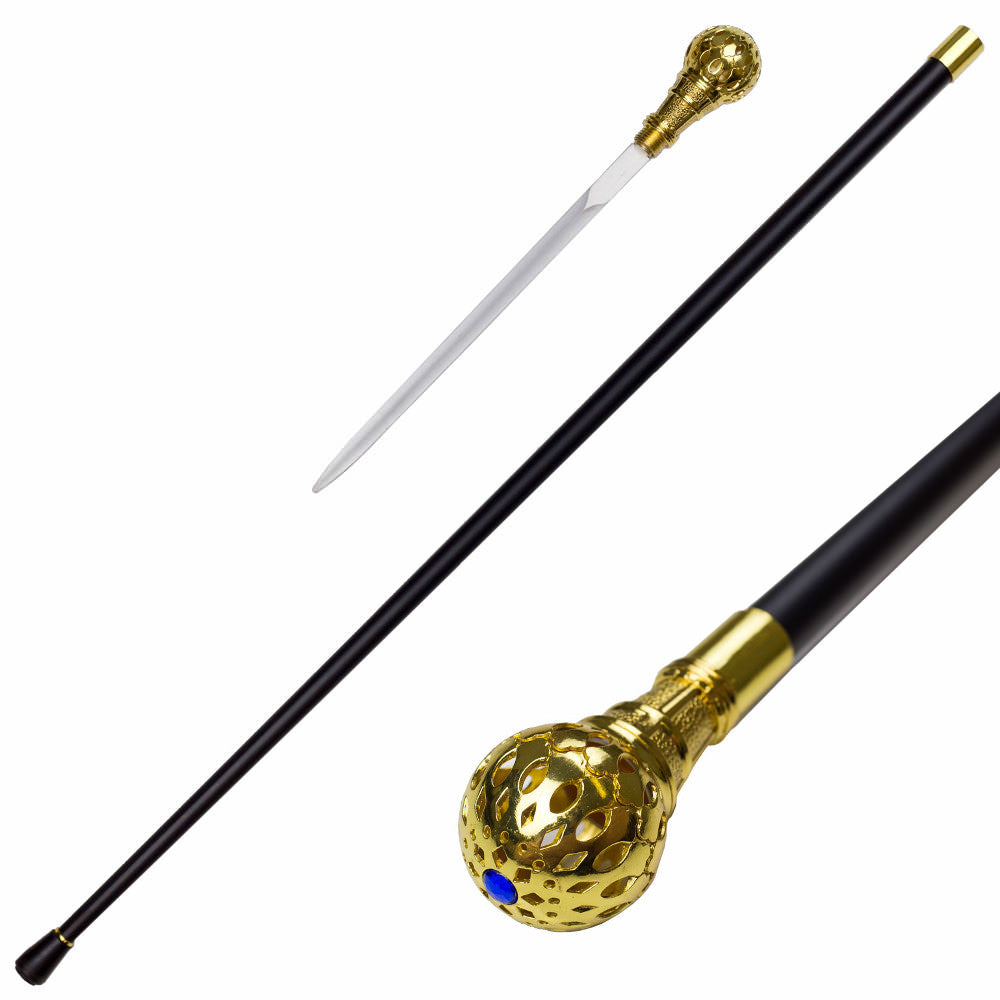 Golden Crown Jewel Knob Handle Walking Cane Sword Collectible Weapons - Tophatter Daily Deals