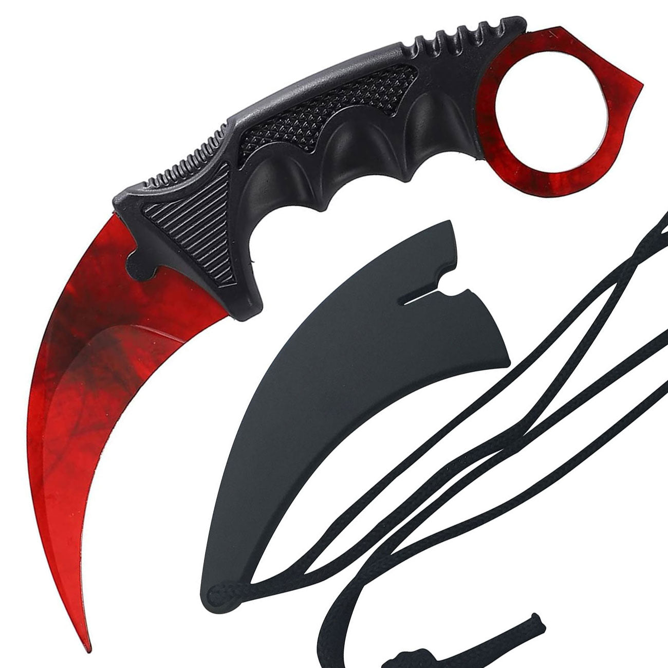 7.6" Red Ruby Military Combat Tactical CSGO Karambit Neck Knife w Sheath - TOPHATTER'S ARMORY DEALS Collectible Weapons - Tophatter Daily Deals