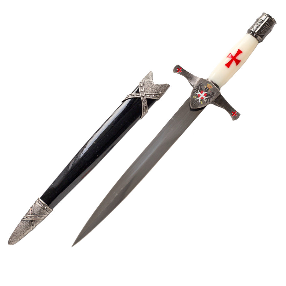 16 Inch Crusader Shield Knights Templar Dagger With Scabbard Collectible Weapons - Tophatter Daily Deals