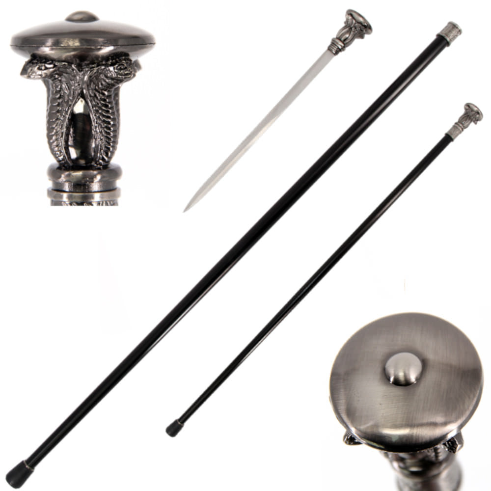 36.5" Serpent Cobra Steel Walking Stick Gentleman's Cane Sword - TOPHATTER'S ARMORY DEALS Collectible Weapons - Tophatter Daily Deals