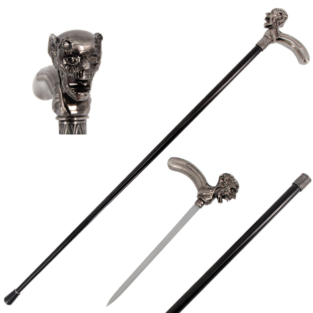 36 Inch Demon Skull Head Cane Sword - TOPHATTER'S ARMORY DEALS Collectible Weapons - Tophatter Daily Deals