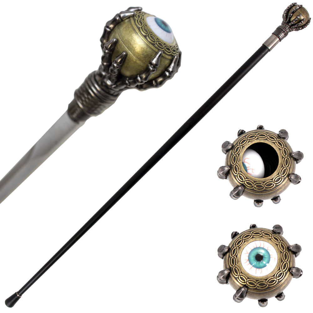 37" Rolling Evil Eye Cane Sword With Skeletal Hand Handle Collectible Weapons - Tophatter Daily Deals