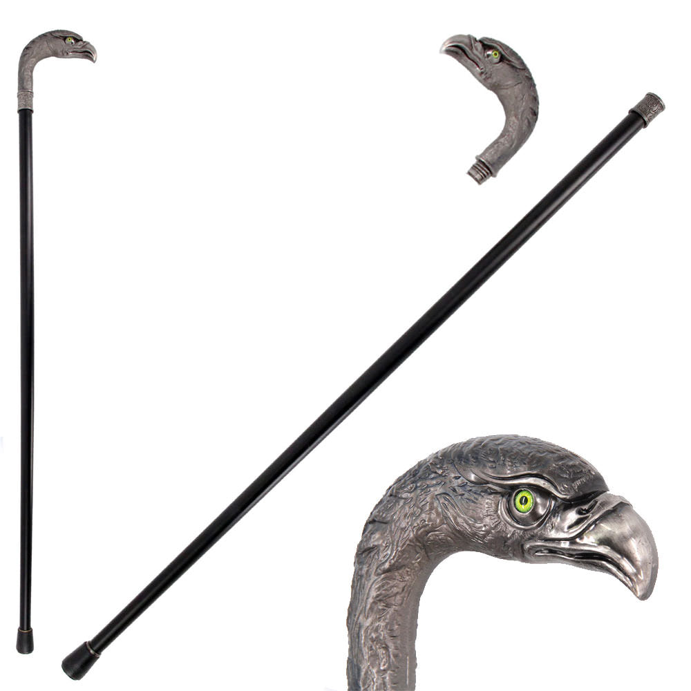 36.5 Inches Silver Eagle Head Luxury Cane Staff - TOPHATTER'S ARMORY DEALS Collectible Weapons - Tophatter Daily Deals