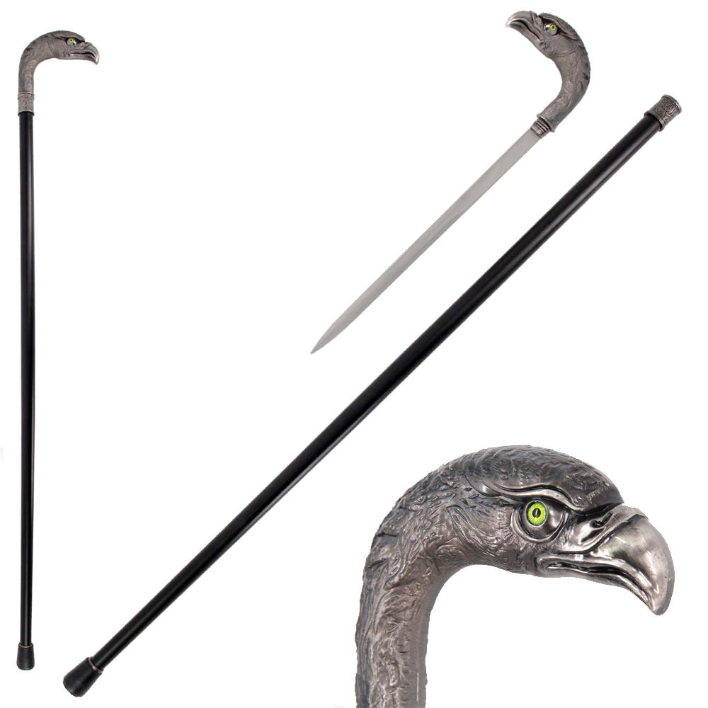 36.5 Inches Silver Eagle Head Luxury Cane Sword Collectible Weapons - Tophatter Daily Deals