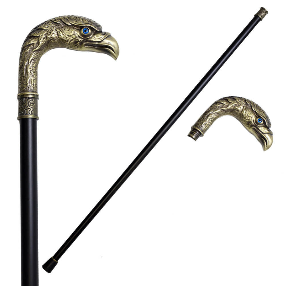 36.5 Inches Brass Finish Eagle Head Luxury Cane Staff Collectible Weapons - Tophatter Daily Deals
