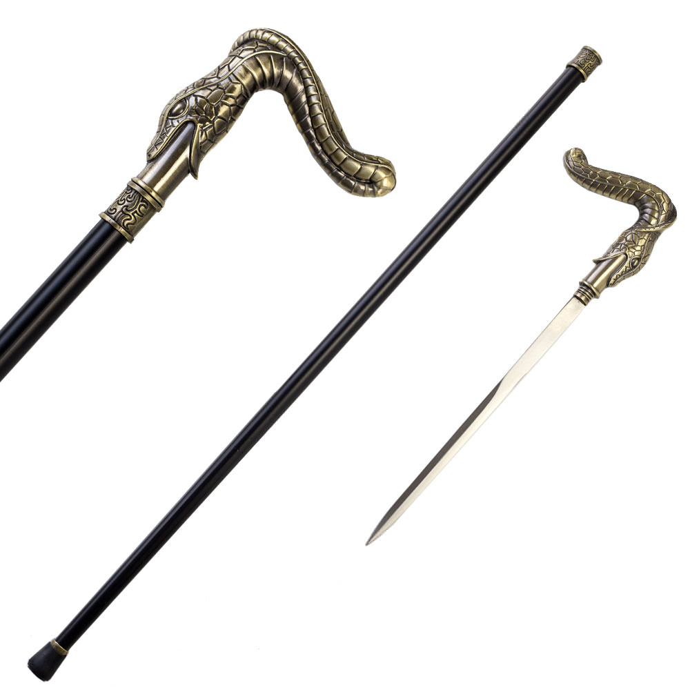 36.5 Inches Brass Finish Burst Snake Head Cane Sword - Tophatter's Guns'N'Weapons Store Collectible Weapons - Tophatter Daily Deals