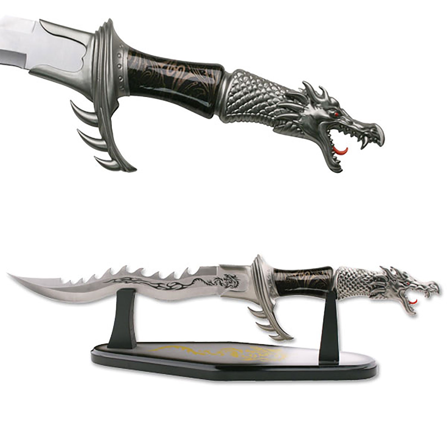 Fantasy Kris Dragon Dagger Knife with Display Stand - Tophatter's Guns'N'Weapons Store - FREE SHIPPING Collectible Weapons - Tophatter Daily Deals