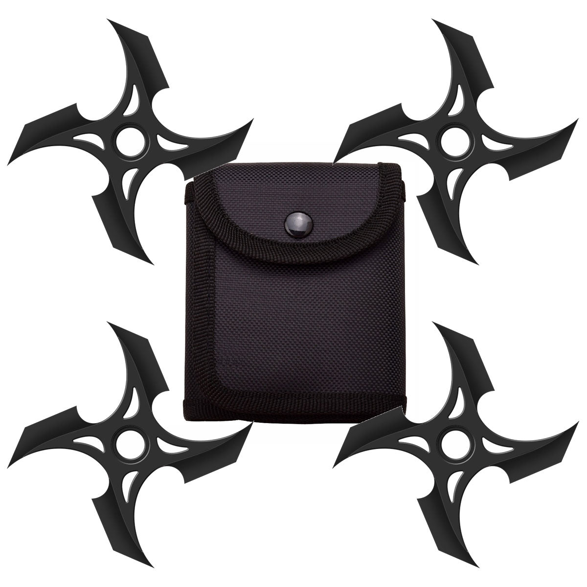 4 Pc Set Black Four Point Throwing Ninja Stars Shuriken - Tophatter's Army Products & Self Defense Collectible Weapons - Tophatter Daily Deals