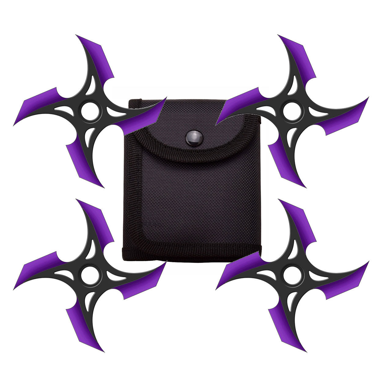 4 Pc Set Black and Purple Finish Four Point Throwing Ninja Stars Shuriken - Tophatter's Guns'N'Weapons Store - FREE SHIPPING Collectible Weapons - Tophatter Daily Deals