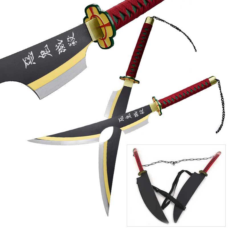 Set of 2 34" Tengen Uzui's Dual Nichirin Swords with Shoulder Strap - TOPHATTER'S ARMORY DEALS Collectible Weapons - Tophatter Daily Deals