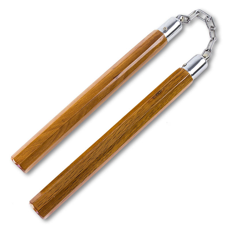 12" Natural Wood Brown Octagon Nunchaku - Tophatter's Guns'N'Weapons Store Collectible Weapons - Tophatter Daily Deals