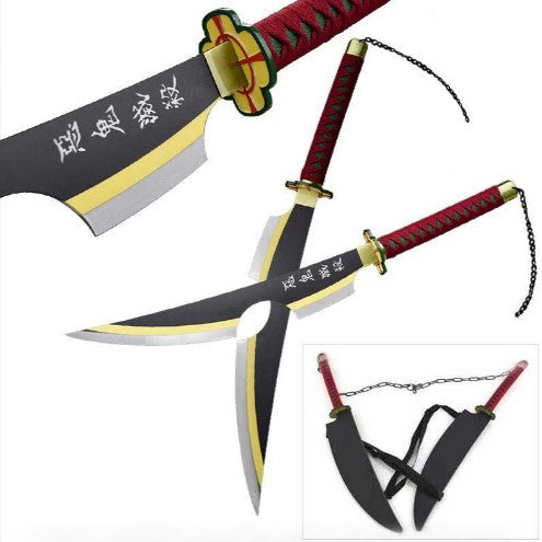 Set of 2 34" Tengen Uzui's Dual Nichirin Swords with Shoulder Strap - Tophatter Daily Deals