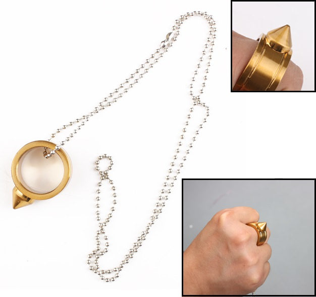 Self Defense Steel Golden Ring Spike Window Breaker Rescue Survival Tool - Tophatter's Guns'N'Weapons Store Collectible Weapons - Tophatter Daily Deals