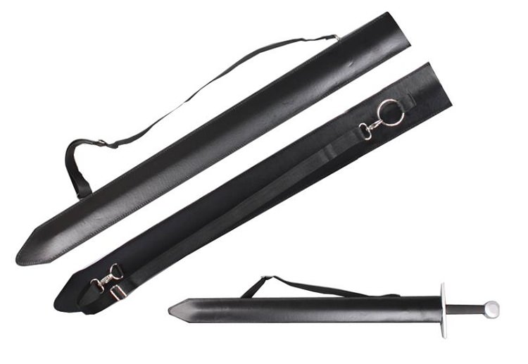 Medieval Broad Foam Sword Large Leather Carrying Case Scabbard - Tophatter's Guns'N'Weapons Store Collectible Weapons - Tophatter Daily Deals