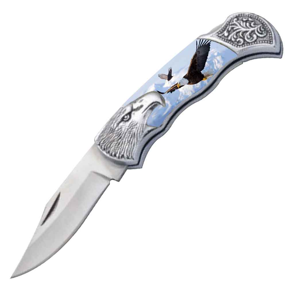7.25" Eagle Bolster Handle Lockback Folding Pocket Knife in a Gift Box Style-10 - Tophatter's Guns'N'Weapons Store - FREE SHIPPING Collectible Weapons - Tophatter Daily Deals