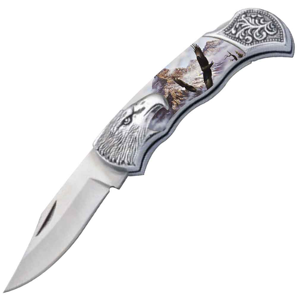 7.25" Eagle Bolster Handle Lockback Folding Pocket Knife in a Gift Box Style-11 - Tophatter's Guns'N'Weapons Store Collectible Weapons - Tophatter Daily Deals