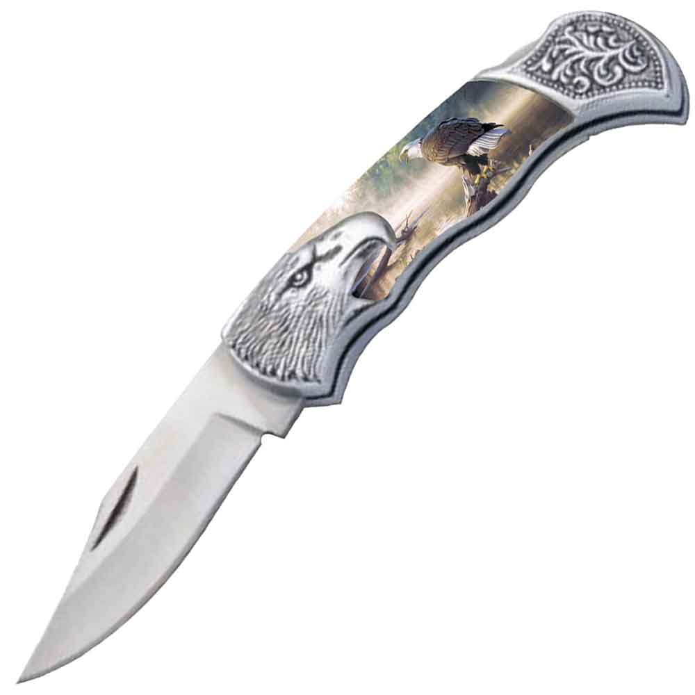 7.25" Eagle Bolster Handle Lockback Folding Pocket Knife in a Gift Box Style-12 Collectible Weapons - Tophatter Daily Deals