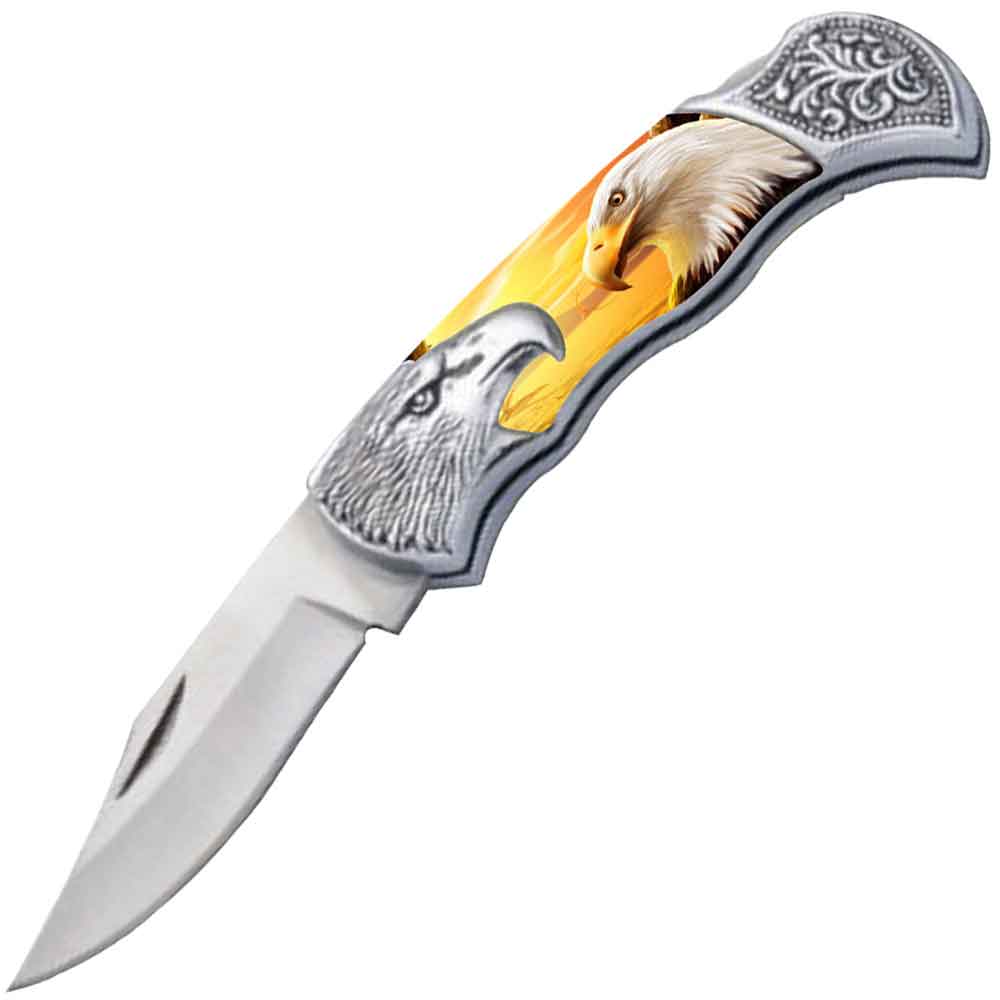 7.25" Eagle Bolster Handle Lockback Folding Pocket Knife in a Gift Box Style-13 Collectible Weapons - Tophatter Daily Deals