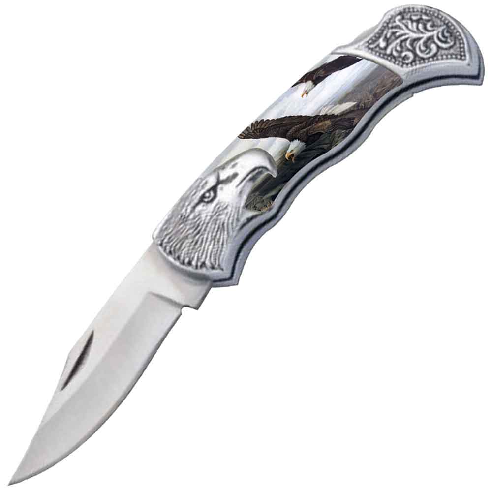 7.25" Eagle Bolster Handle Lockback Folding Pocket Knife in a Gift Box Style-14 Collectible Weapons - Tophatter Daily Deals