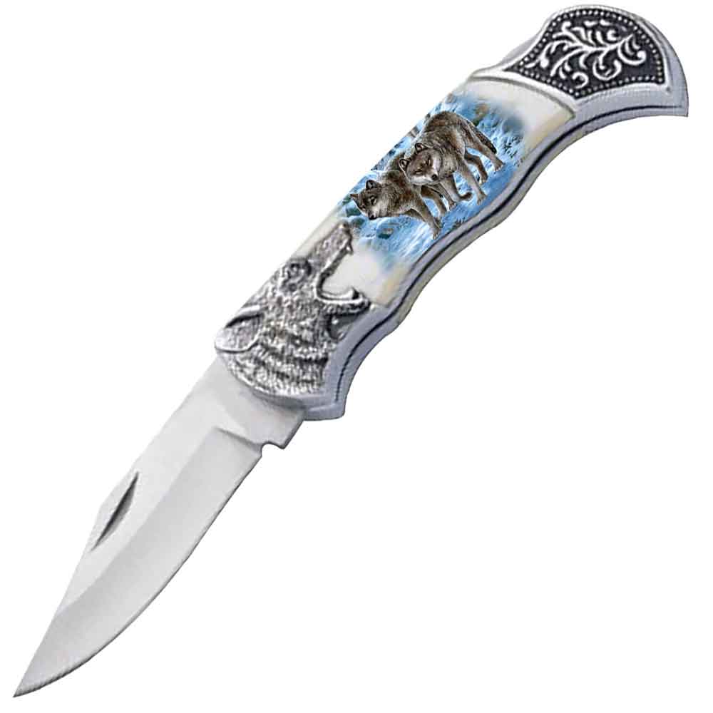 7.25" Wolf Bolster Handle Lockback Folding Pocket Knife in a Gift Box Style-10 Collectible Weapons - Tophatter Daily Deals