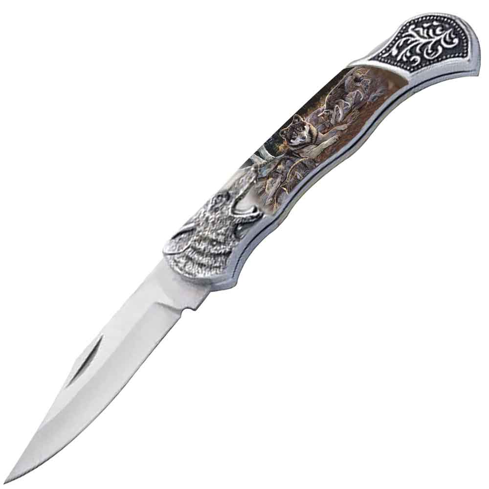 7.25" Wolf Bolster Handle Lockback Folding Pocket Knife in a Gift Box Style-11 - Tophatter's Guns'N'Weapons Store Collectible Weapons - Tophatter Daily Deals