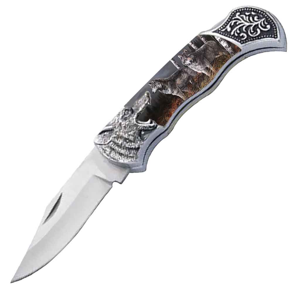 7.25" Wolf Bolster Handle Lockback Folding Pocket Knife in a Gift Box Style-14 - Tophatter's Guns'N'Weapons Store Collectible Weapons - Tophatter Daily Deals
