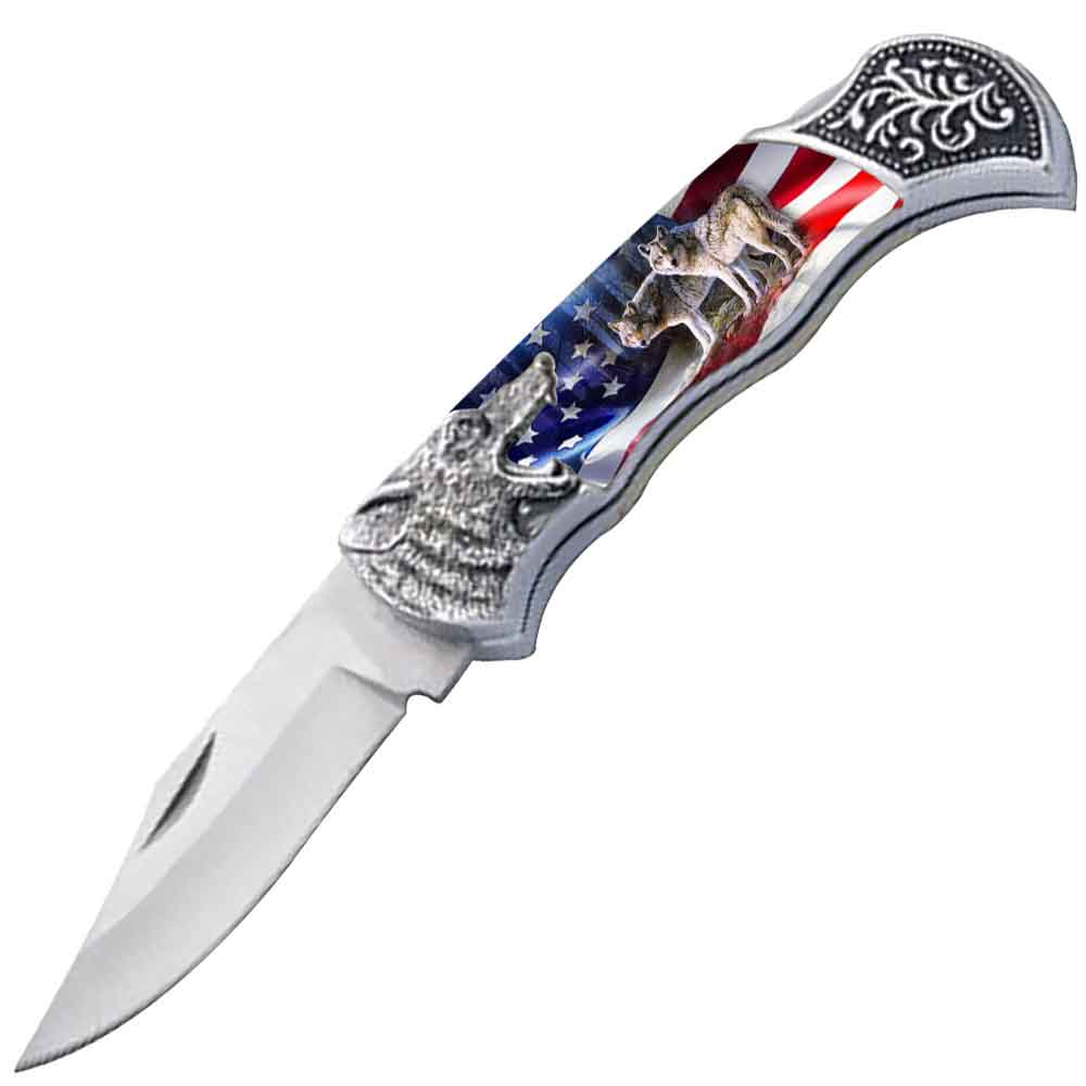 7.25" Wolf Bolster Handle Lockback Folding Pocket Knife in a Gift Box Style-16 - Tophatter's Guns'N'Weapons Store Collectible Weapons - Tophatter Daily Deals