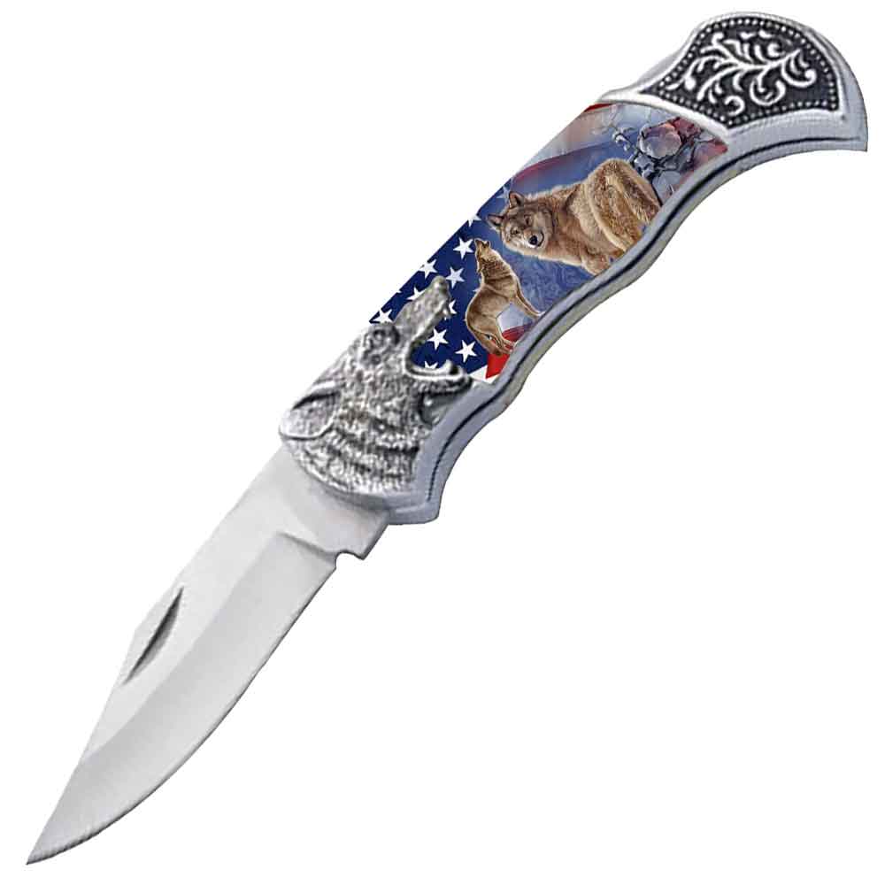 7.25" Wolf Bolster Handle Lockback Folding Pocket Knife in a Gift Box Style-17 - Tophatter's Guns'N'Weapons Store Collectible Weapons - Tophatter Daily Deals