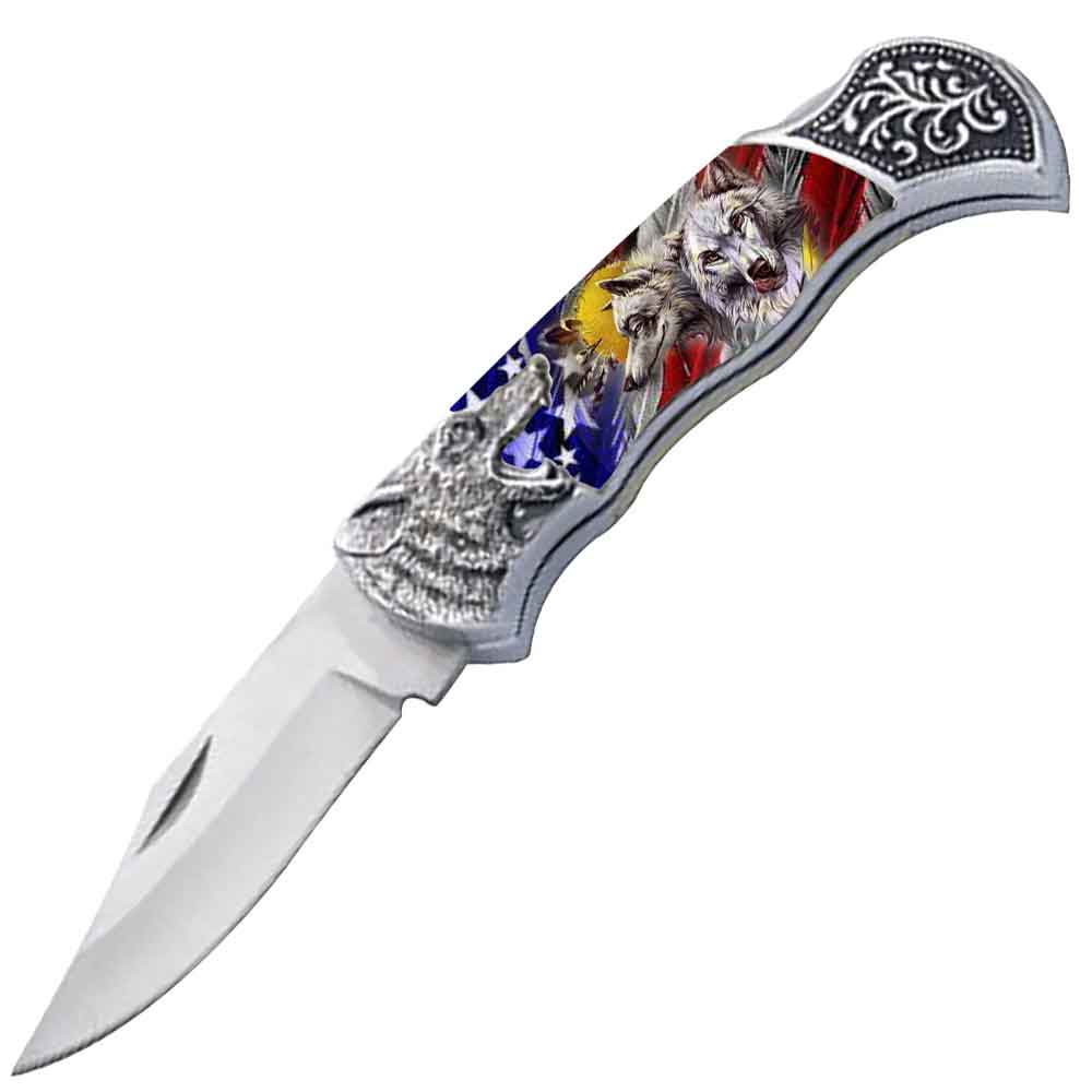 7.25" Wolf Bolster Handle Lockback Folding Pocket Knife in a Gift Box Style-19 Collectible Weapons - Tophatter Daily Deals