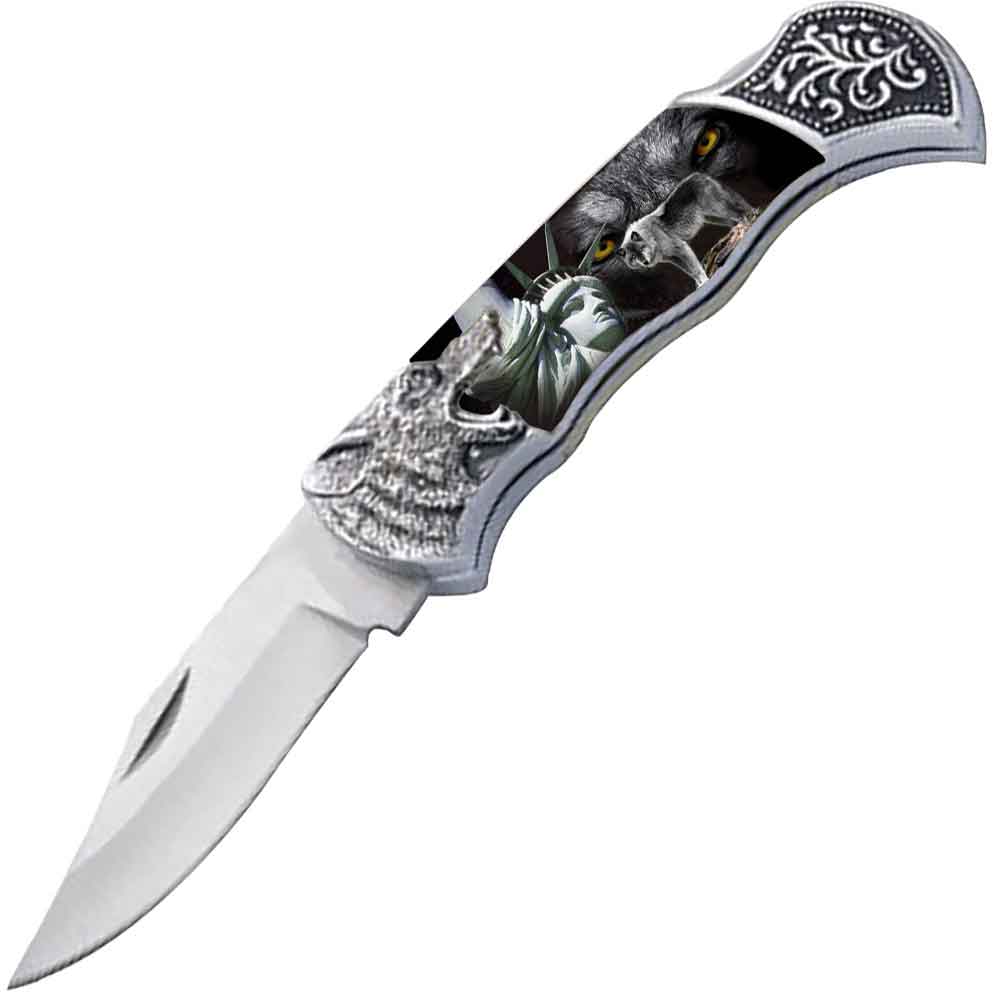 7.25" Wolf Bolster Handle Lockback Folding Pocket Knife in a Gift Box Style-20 - Tophatter's Guns'N'Weapons Store Collectible Weapons - Tophatter Daily Deals