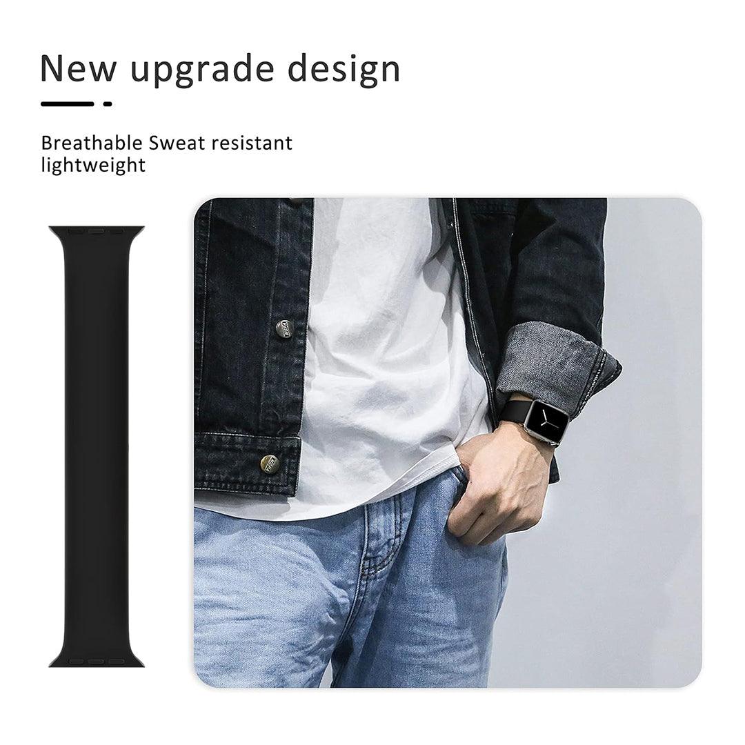 Apple Watch Belt - Silicone Strap Band for Apple Watch Series 9 8 7 6 SE 5 4 3 38/40/41/42/44/45mm Strap Band Apparel & Accessories - Tophatter Daily Deals