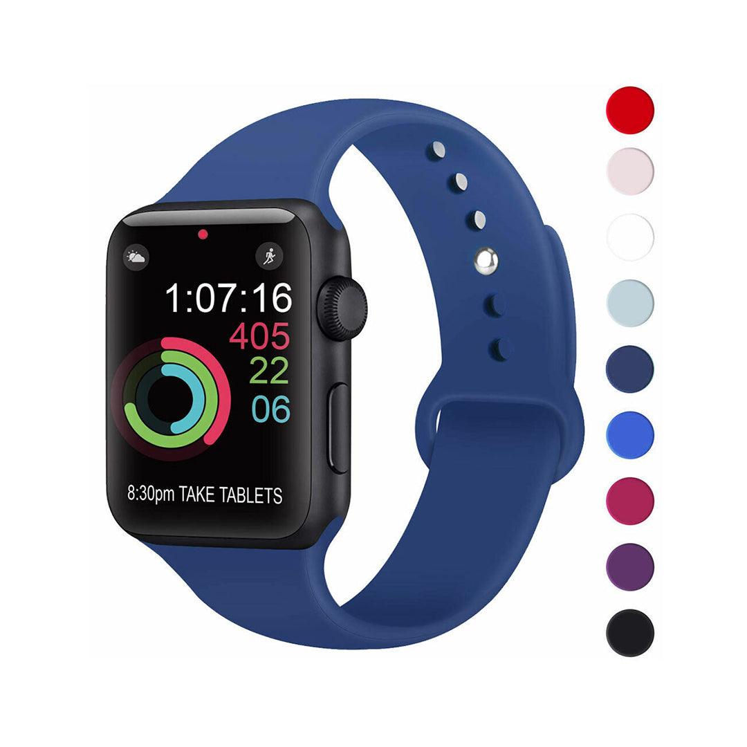 Apple Watch Belt - Silicone Strap Band for Apple Watch Series 9 8 7 6 SE 5 4 3 38/40/41/42/44/45mm Strap Band Blue Apparel & Accessories - Tophatter Daily Deals