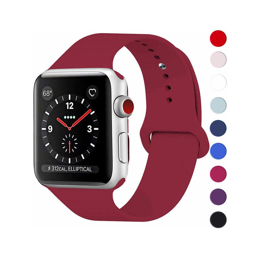 Apple Watch Belt - Silicone Strap Band for Apple Watch Series 9 8 7 6 SE 5 4 3 38/40/41/42/44/45mm Strap Band Maroon Apparel & Accessories - Tophatter Daily Deals